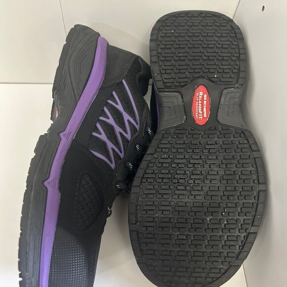Women's Black/Purple Skecher Lightweight Safety toe Shoe 7 - Picture 9 of 9